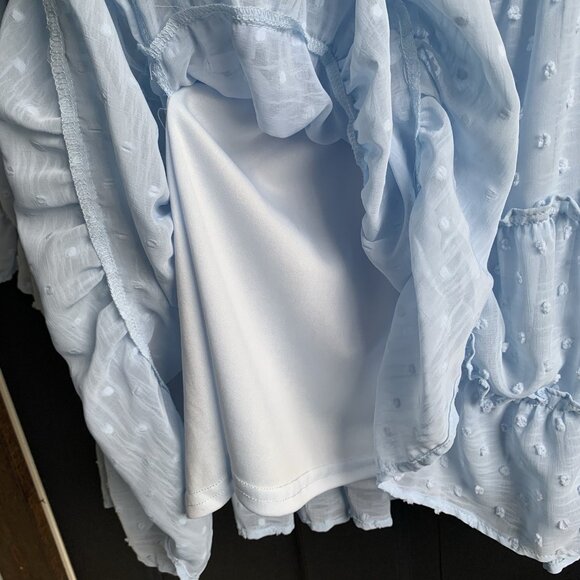 Altar’d State Eliza Dress French Blue Swiss Dot Women’s Size Medium Ruffles - Picture 10 of 15